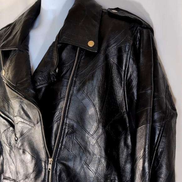 NWT Men's Genuine Black Leather Motorcycle Biker Jacket - Size XXL - Picture 7 of 14